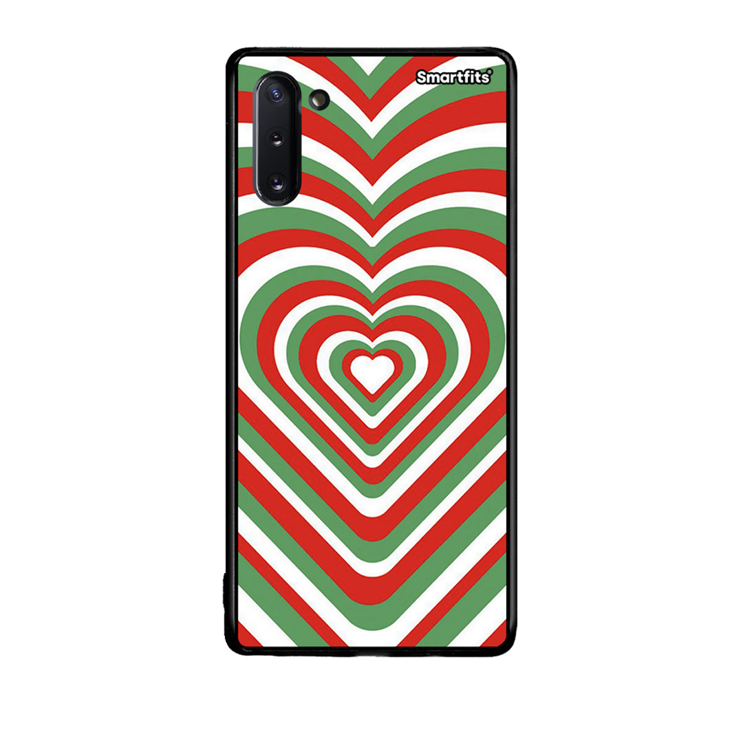 Samsung Note 10 Christmas Hearts θήκη από τη Smartfits με σχέδιο στο πίσω μέρος και μαύρο περίβλημα | Smartphone case with colorful back and black bezels by Smartfits