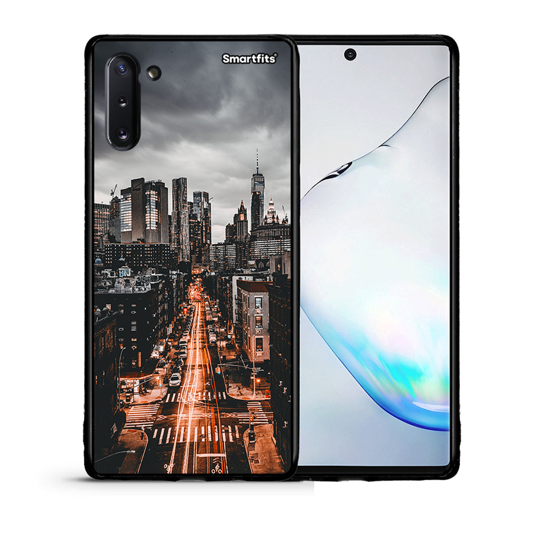 Θήκη Samsung Note 10 City Lights από τη Smartfits με σχέδιο στο πίσω μέρος και μαύρο περίβλημα | Samsung Note 10 City Lights case with colorful back and black bezels