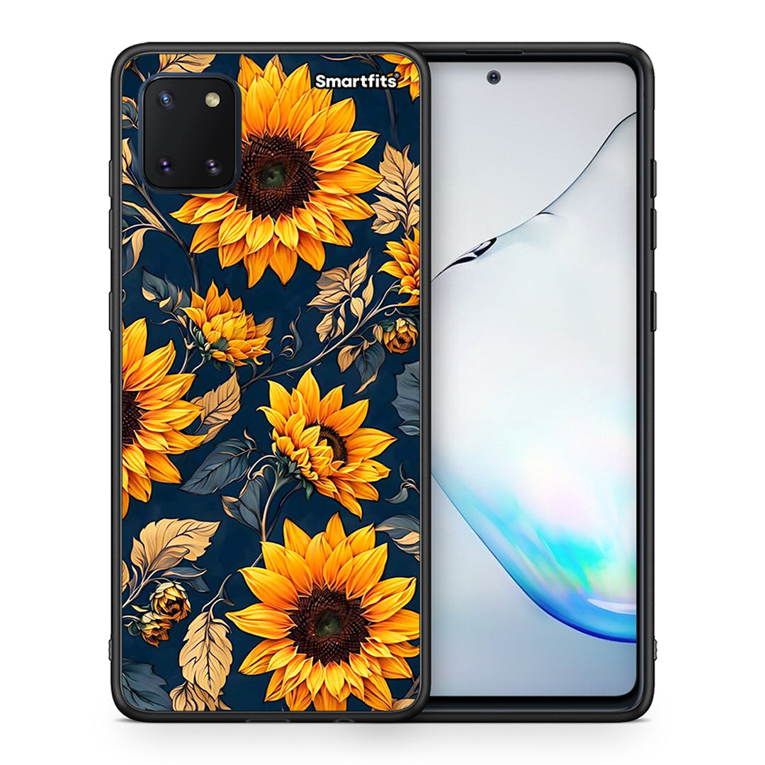 Θήκη Samsung Note 10 Lite Autumn Sunflowers από τη Smartfits με σχέδιο στο πίσω μέρος και μαύρο περίβλημα | Samsung Note 10 Lite Autumn Sunflowers case with colorful back and black bezels
