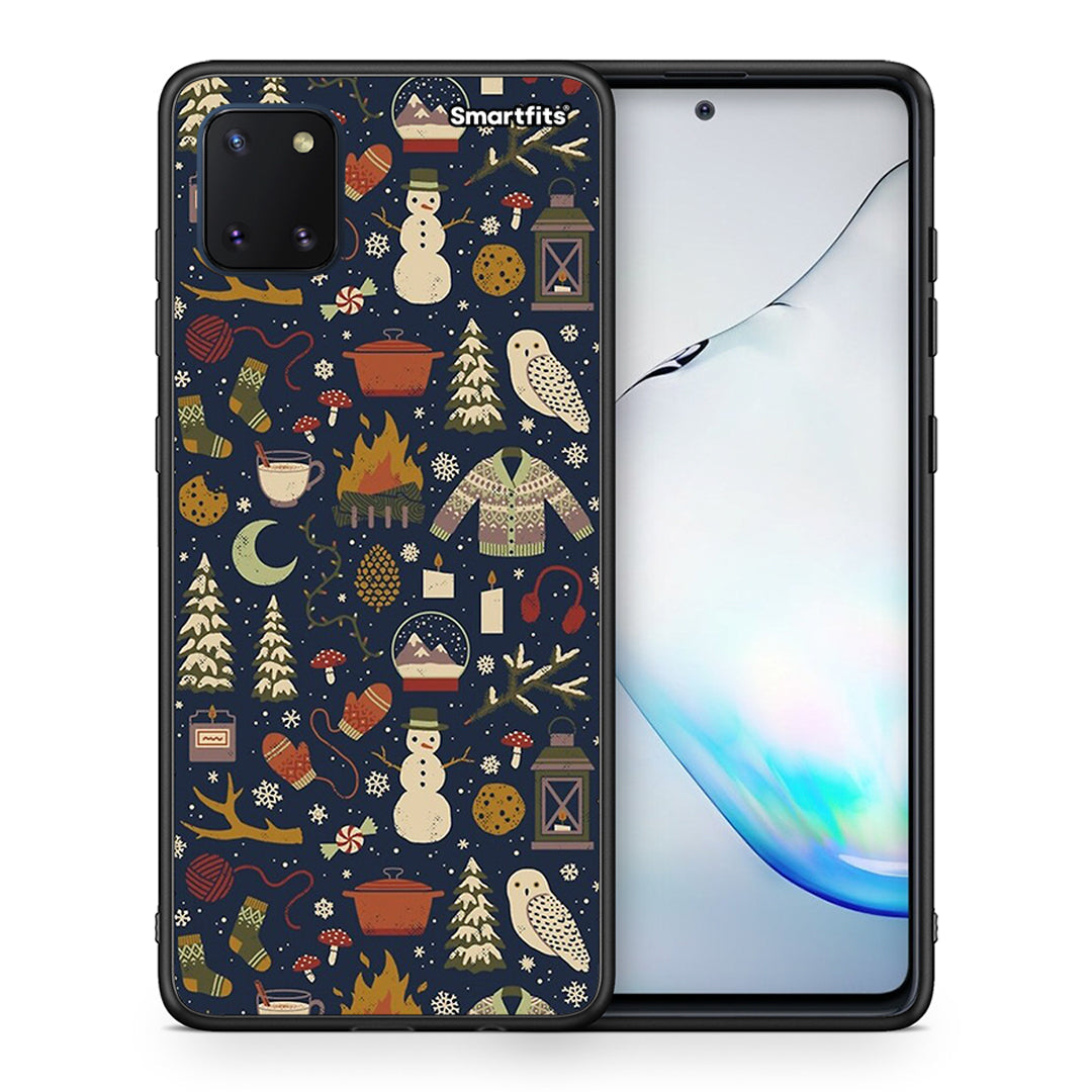 Θήκη Samsung Note 10 Lite Christmas Elements από τη Smartfits με σχέδιο στο πίσω μέρος και μαύρο περίβλημα | Samsung Note 10 Lite Christmas Elements case with colorful back and black bezels