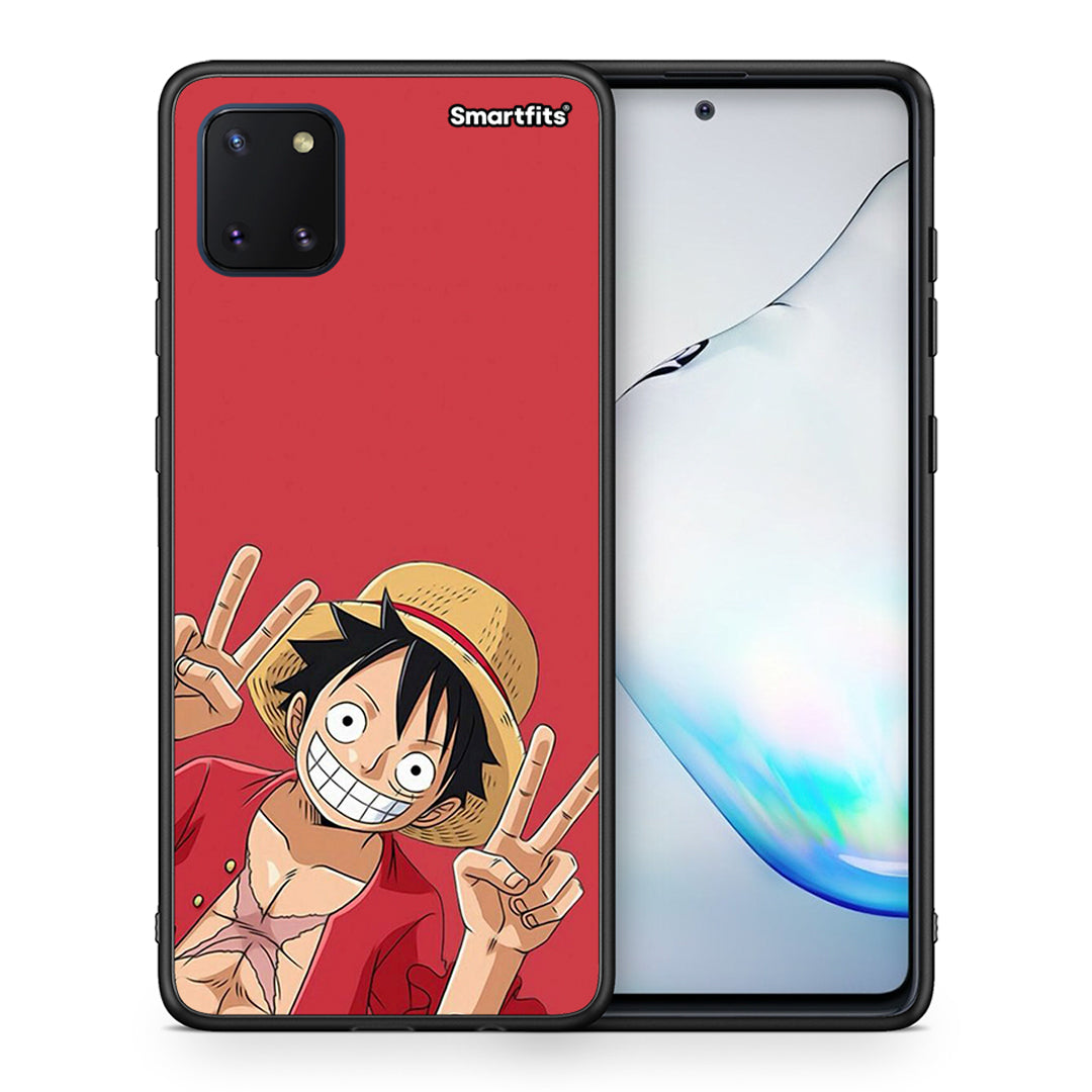 Θήκη Samsung Note 10 Lite Pirate Luffy από τη Smartfits με σχέδιο στο πίσω μέρος και μαύρο περίβλημα | Samsung Note 10 Lite Pirate Luffy case with colorful back and black bezels