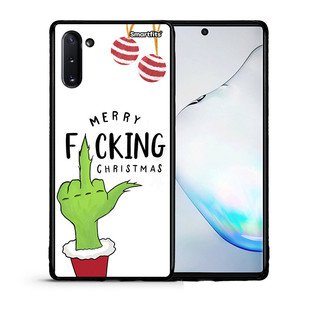 Θήκη Samsung Note 10 Merry F Xmas από τη Smartfits με σχέδιο στο πίσω μέρος και μαύρο περίβλημα | Samsung Note 10 Merry F Xmas case with colorful back and black bezels