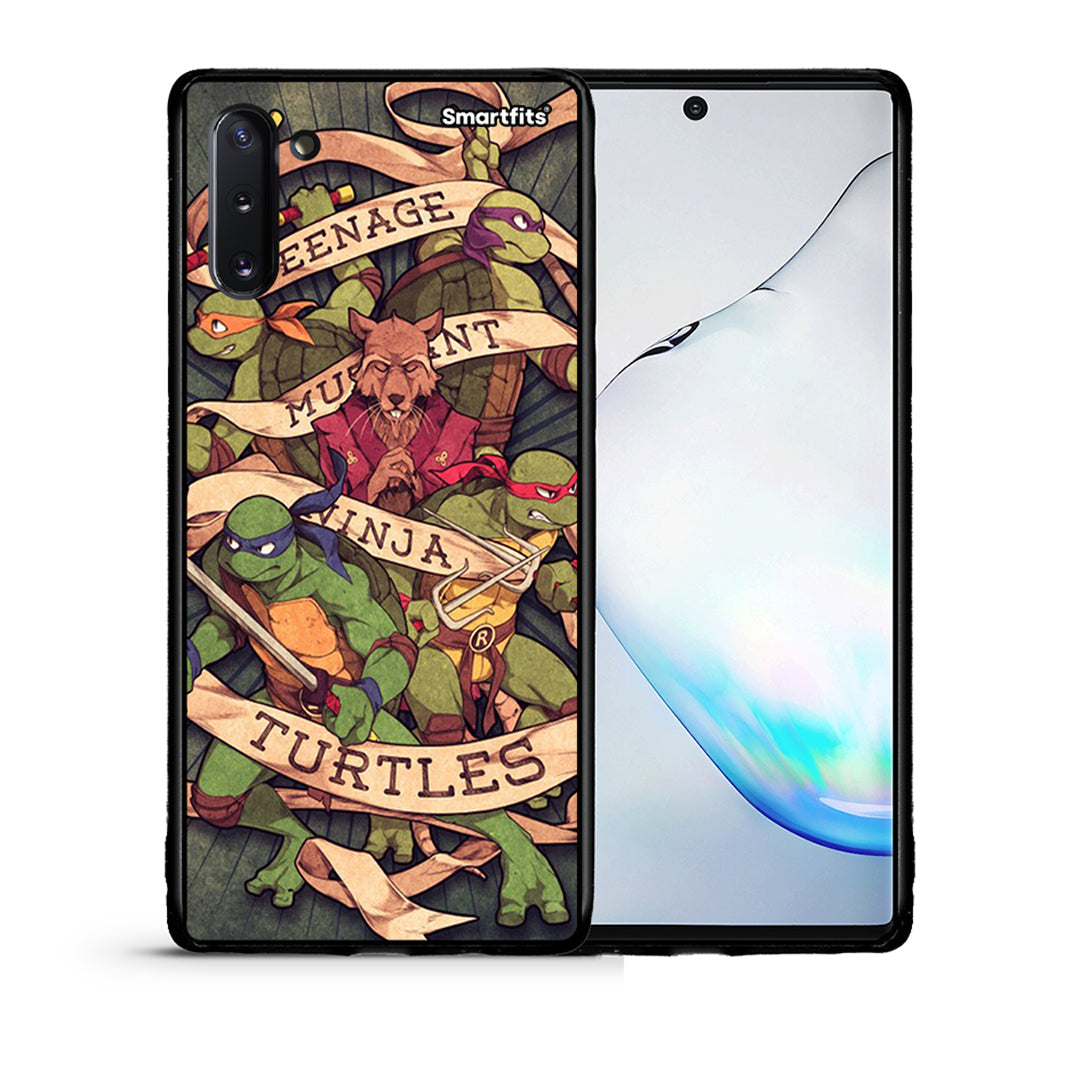 Θήκη Samsung Note 10 Ninja Turtles από τη Smartfits με σχέδιο στο πίσω μέρος και μαύρο περίβλημα | Samsung Note 10 Ninja Turtles case with colorful back and black bezels