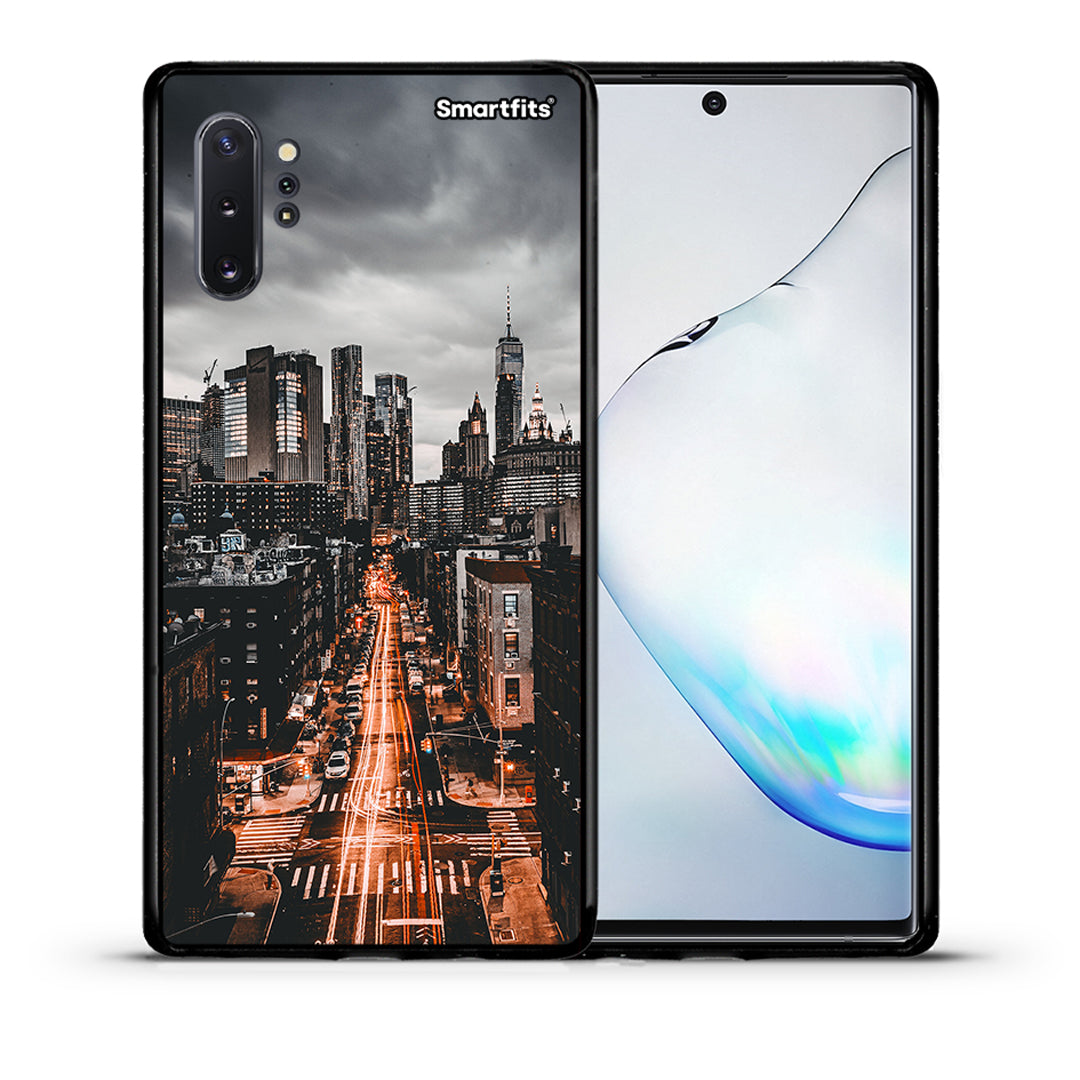 Θήκη Samsung Note 10+ City Lights από τη Smartfits με σχέδιο στο πίσω μέρος και μαύρο περίβλημα | Samsung Note 10+ City Lights case with colorful back and black bezels