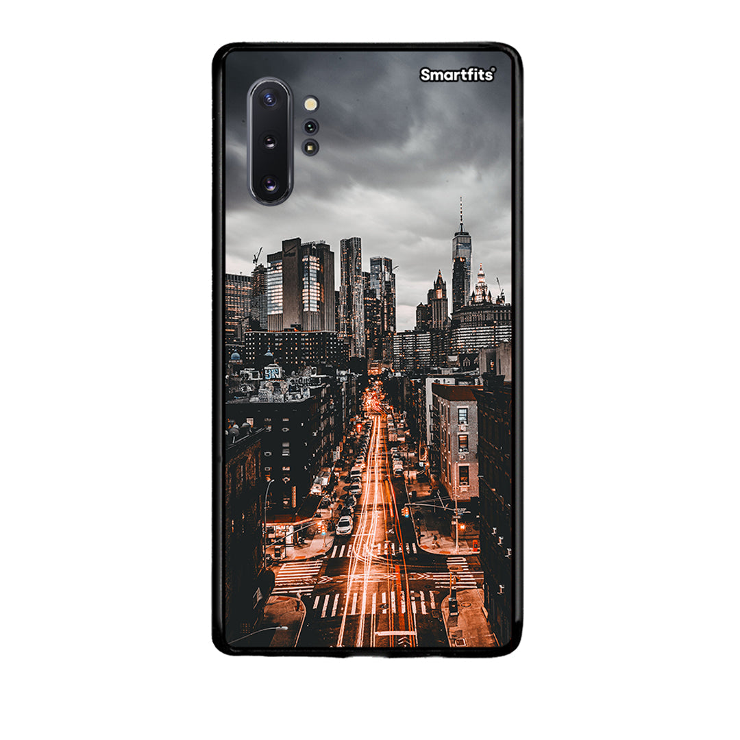 Samsung Note 10+ City Lights θήκη από τη Smartfits με σχέδιο στο πίσω μέρος και μαύρο περίβλημα | Smartphone case with colorful back and black bezels by Smartfits