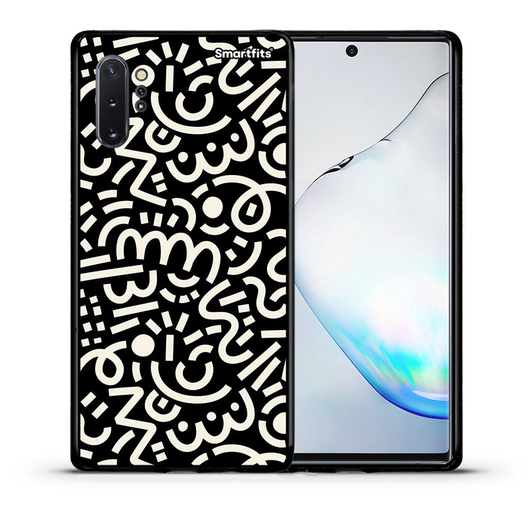 Θήκη Samsung Note 10+ Doodle Art από τη Smartfits με σχέδιο στο πίσω μέρος και μαύρο περίβλημα | Samsung Note 10+ Doodle Art case with colorful back and black bezels