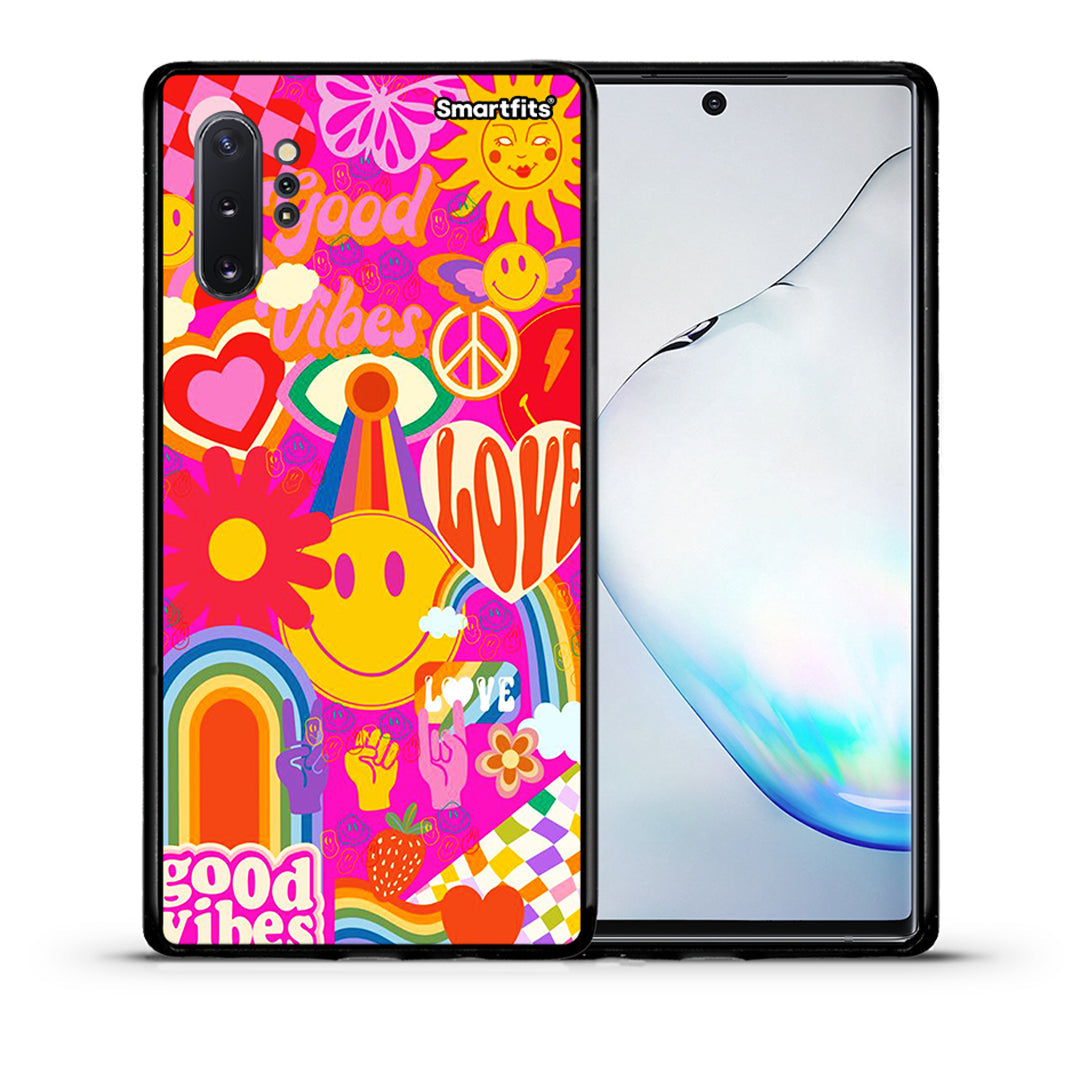 Θήκη Samsung Note 10+ Hippie Love από τη Smartfits με σχέδιο στο πίσω μέρος και μαύρο περίβλημα | Samsung Note 10+ Hippie Love case with colorful back and black bezels