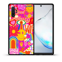 Thumbnail for Θήκη Samsung Note 10+ Hippie Love από τη Smartfits με σχέδιο στο πίσω μέρος και μαύρο περίβλημα | Samsung Note 10+ Hippie Love case with colorful back and black bezels