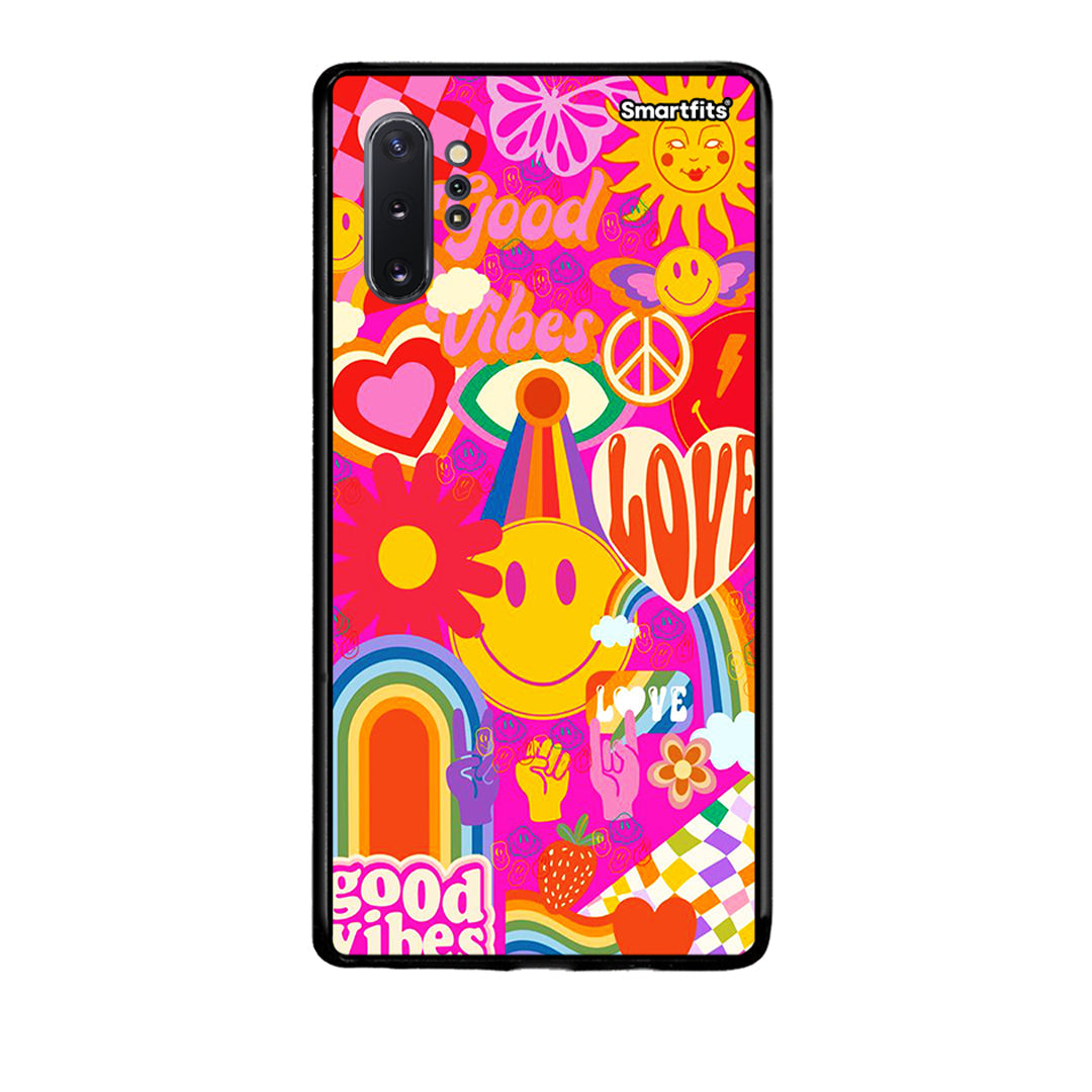 Samsung Note 10+ Hippie Love θήκη από τη Smartfits με σχέδιο στο πίσω μέρος και μαύρο περίβλημα | Smartphone case with colorful back and black bezels by Smartfits