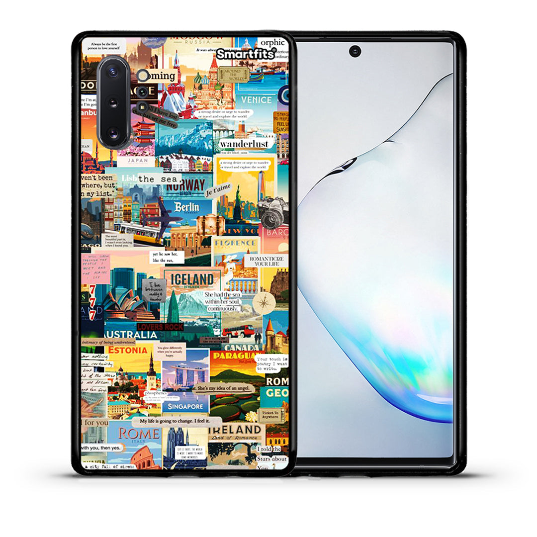 Θήκη Samsung Note 10+ Live To Travel από τη Smartfits με σχέδιο στο πίσω μέρος και μαύρο περίβλημα | Samsung Note 10+ Live To Travel case with colorful back and black bezels