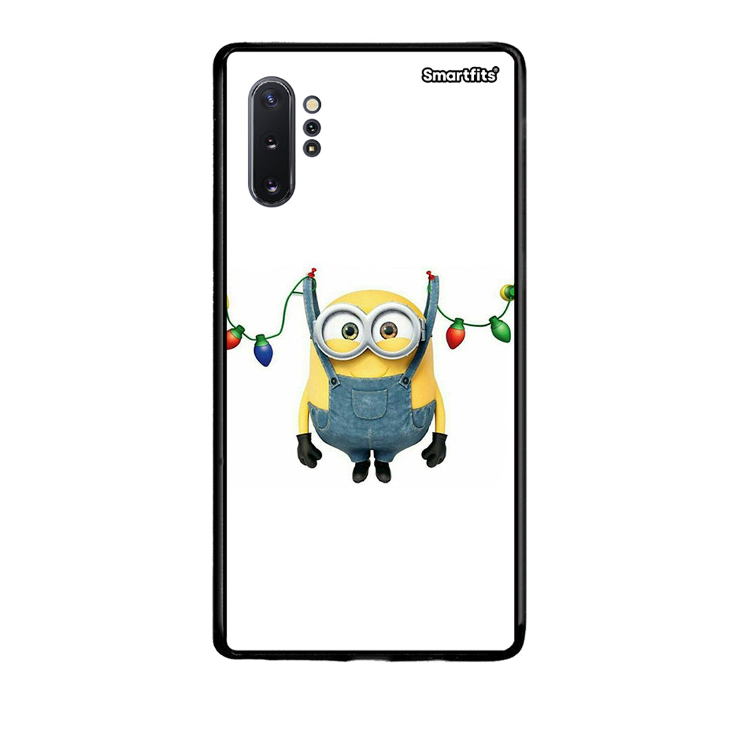 Samsung Note 10+ Xmas Minion Lights θήκη από τη Smartfits με σχέδιο στο πίσω μέρος και μαύρο περίβλημα | Smartphone case with colorful back and black bezels by Smartfits