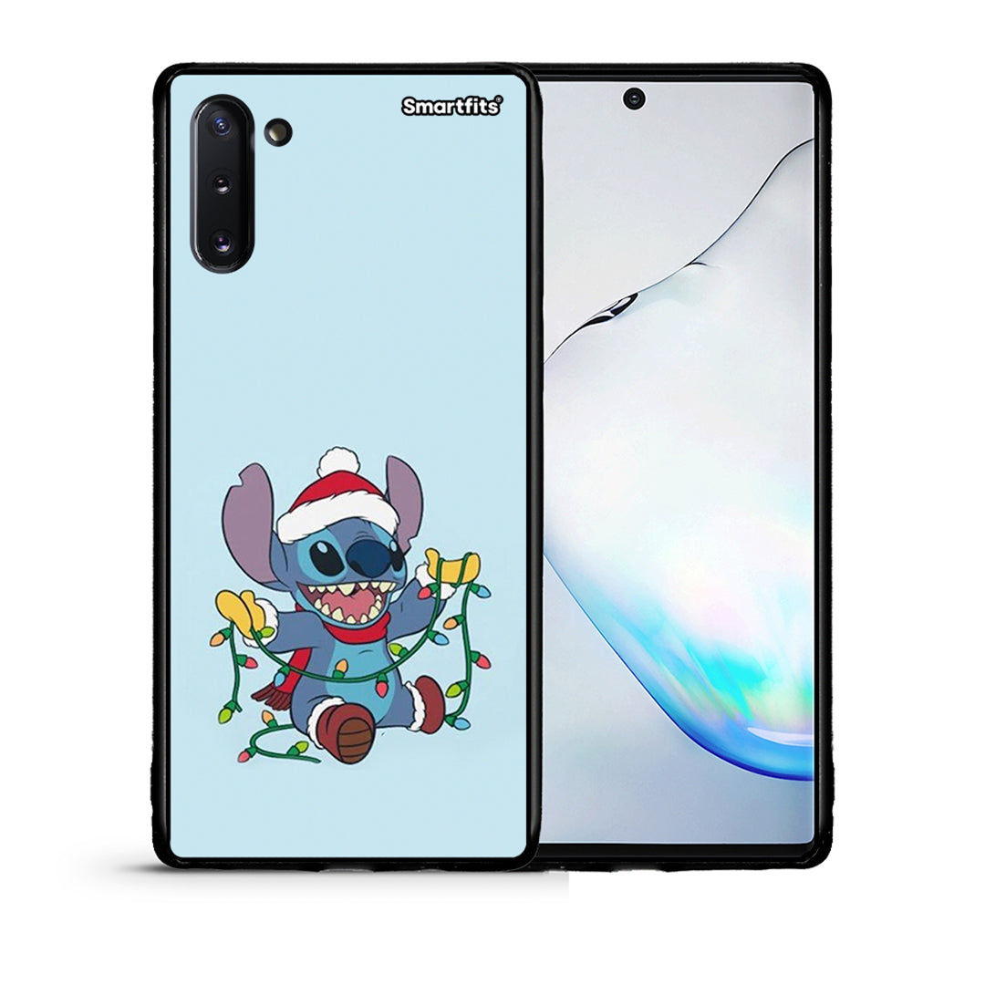 Θήκη Samsung Note 10 Santa Stich από τη Smartfits με σχέδιο στο πίσω μέρος και μαύρο περίβλημα | Samsung Note 10 Santa Stich case with colorful back and black bezels