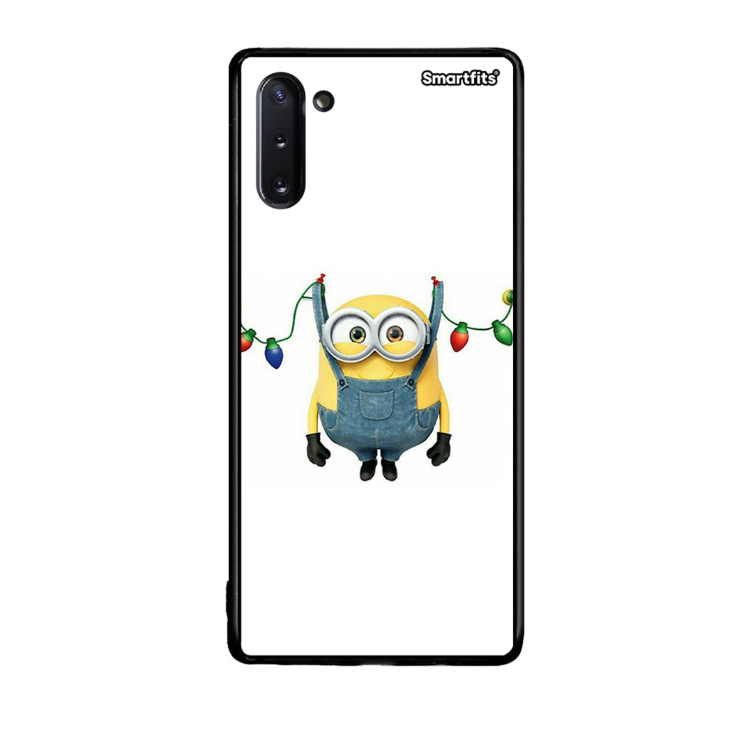 Samsung Note 10 Xmas Minion Lights θήκη από τη Smartfits με σχέδιο στο πίσω μέρος και μαύρο περίβλημα | Smartphone case with colorful back and black bezels by Smartfits