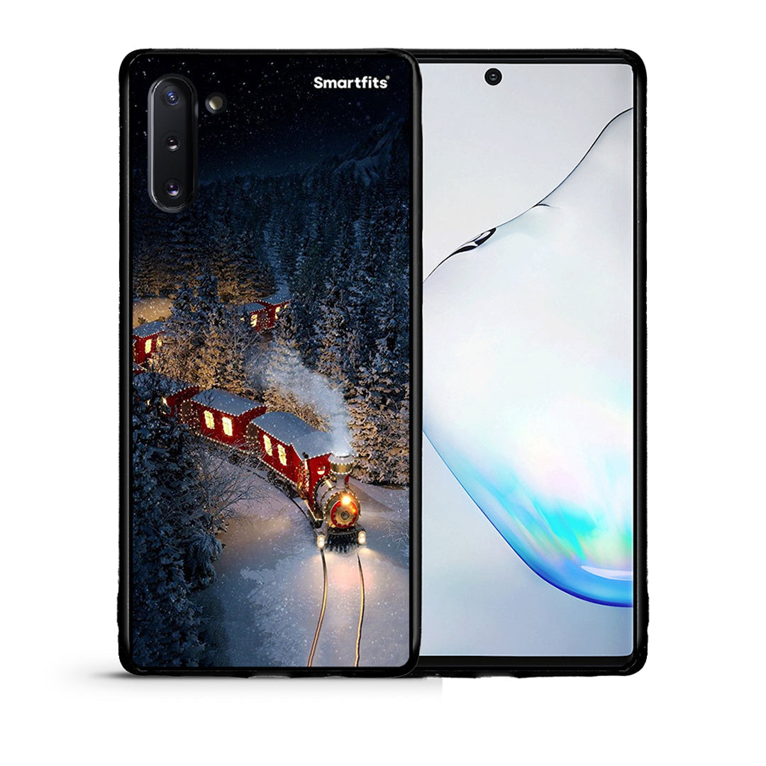 Θήκη Samsung Note 10 Xmas Train από τη Smartfits με σχέδιο στο πίσω μέρος και μαύρο περίβλημα | Samsung Note 10 Xmas Train case with colorful back and black bezels