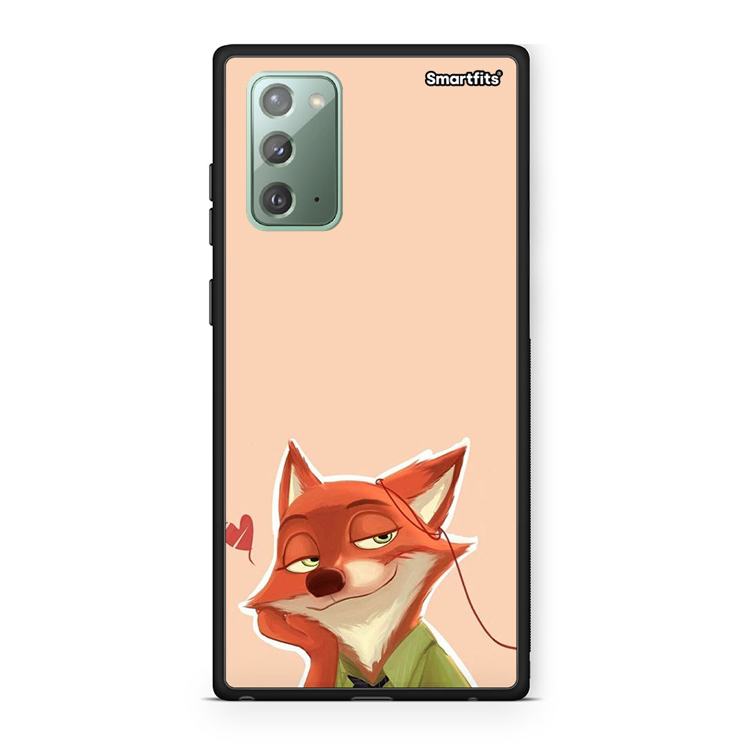 Samsung Note 20 Nick Wilde And Judy Hopps Love 1 θήκη από τη Smartfits με σχέδιο στο πίσω μέρος και μαύρο περίβλημα | Smartphone case with colorful back and black bezels by Smartfits