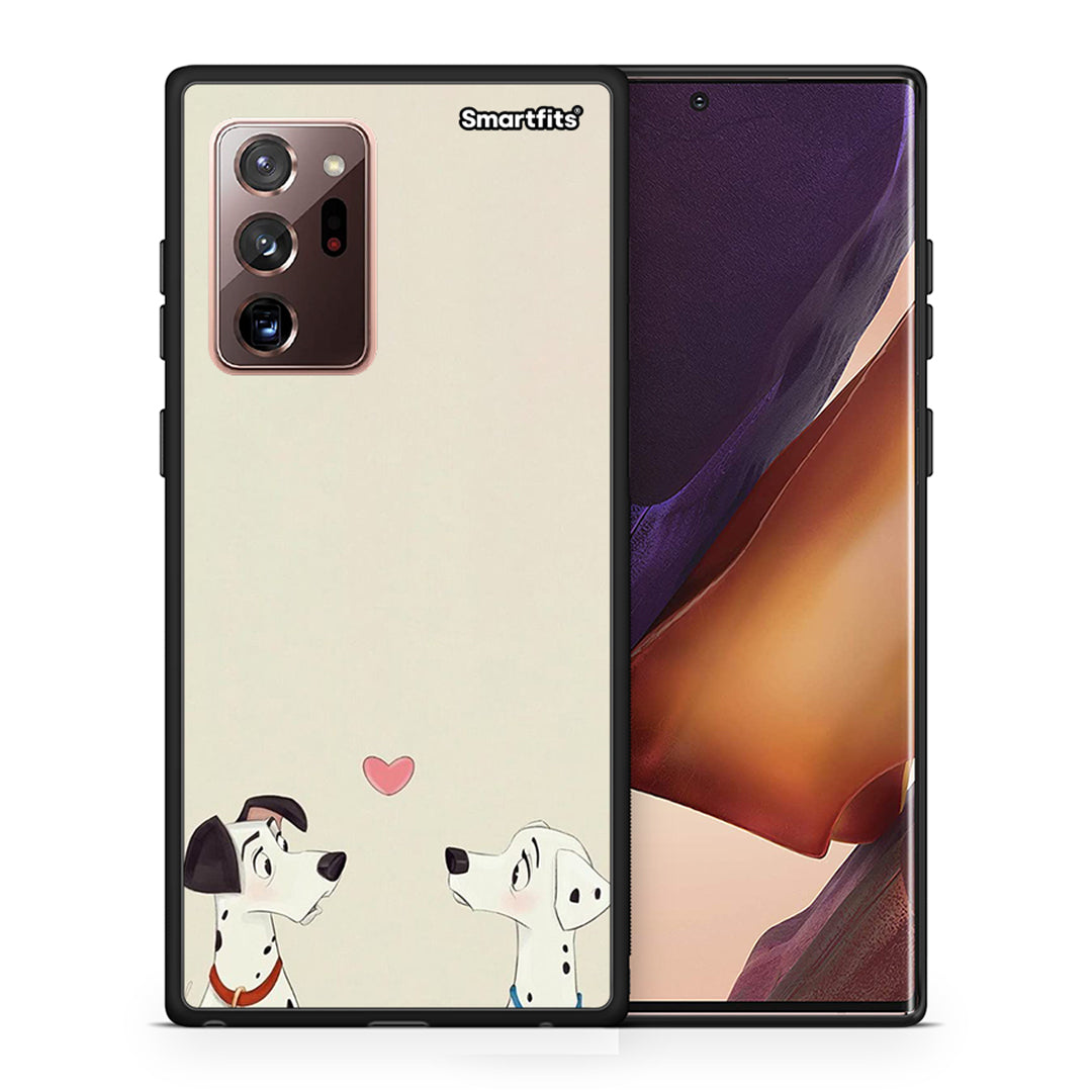 Θήκη Samsung Note 20 Ultra Dalmatians Love από τη Smartfits με σχέδιο στο πίσω μέρος και μαύρο περίβλημα | Samsung Note 20 Ultra Dalmatians Love case with colorful back and black bezels