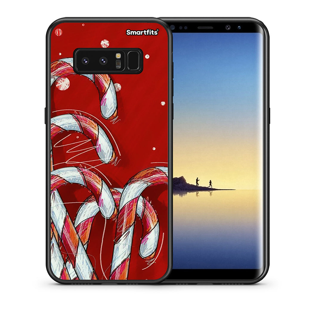 Θήκη Samsung Note 8 Candy Cane από τη Smartfits με σχέδιο στο πίσω μέρος και μαύρο περίβλημα | Samsung Note 8 Candy Cane case with colorful back and black bezels