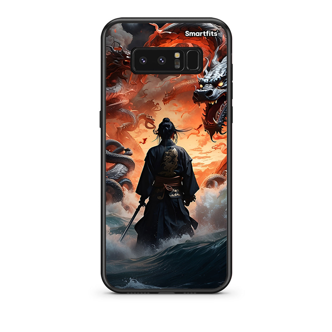 samsung note 8 Dragons Fight θήκη από τη Smartfits με σχέδιο στο πίσω μέρος και μαύρο περίβλημα | Smartphone case with colorful back and black bezels by Smartfits