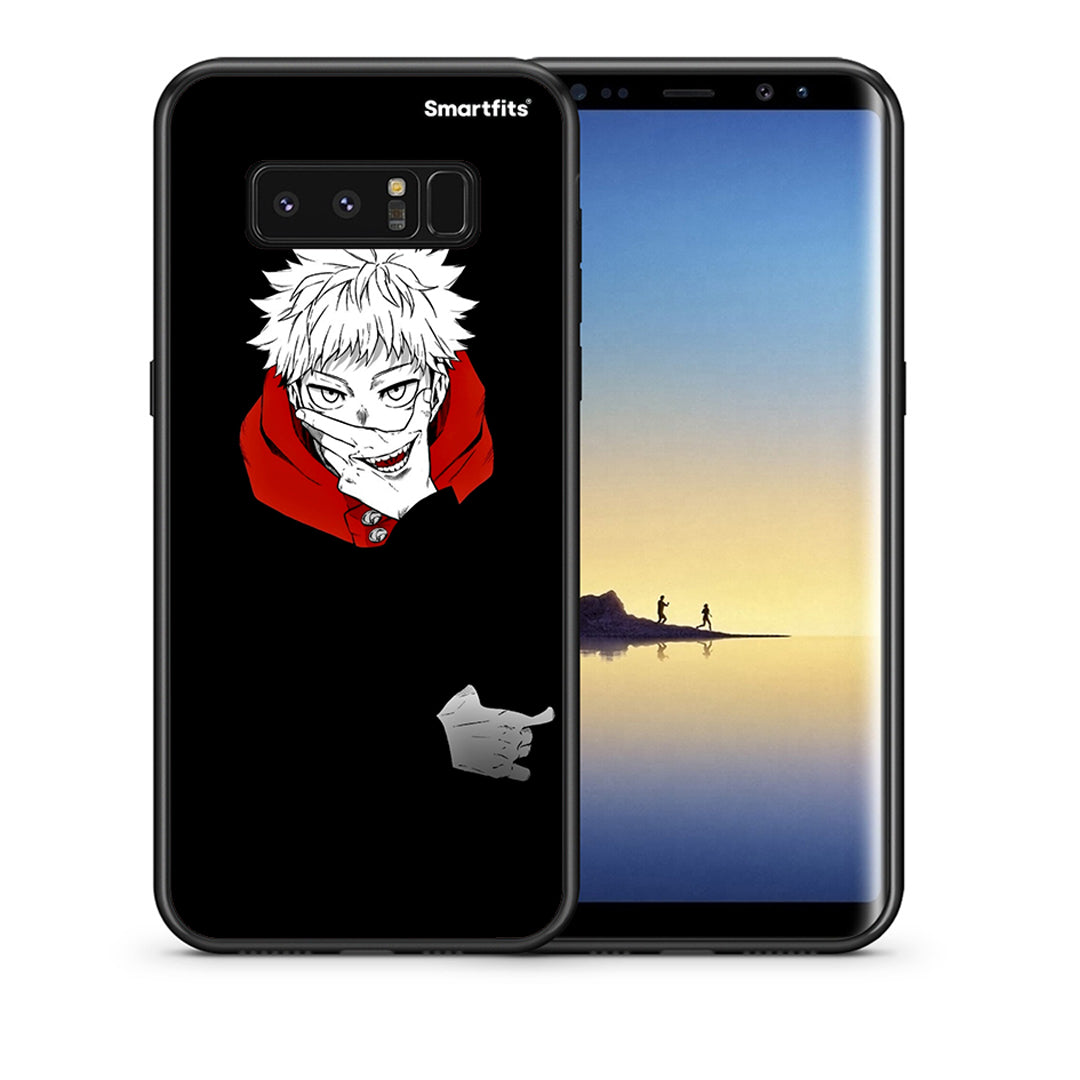 Θήκη Samsung Note 8 Itadori Anime από τη Smartfits με σχέδιο στο πίσω μέρος και μαύρο περίβλημα | Samsung Note 8 Itadori Anime case with colorful back and black bezels