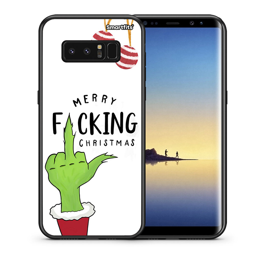 Θήκη Samsung Note 8 Merry F Xmas από τη Smartfits με σχέδιο στο πίσω μέρος και μαύρο περίβλημα | Samsung Note 8 Merry F Xmas case with colorful back and black bezels