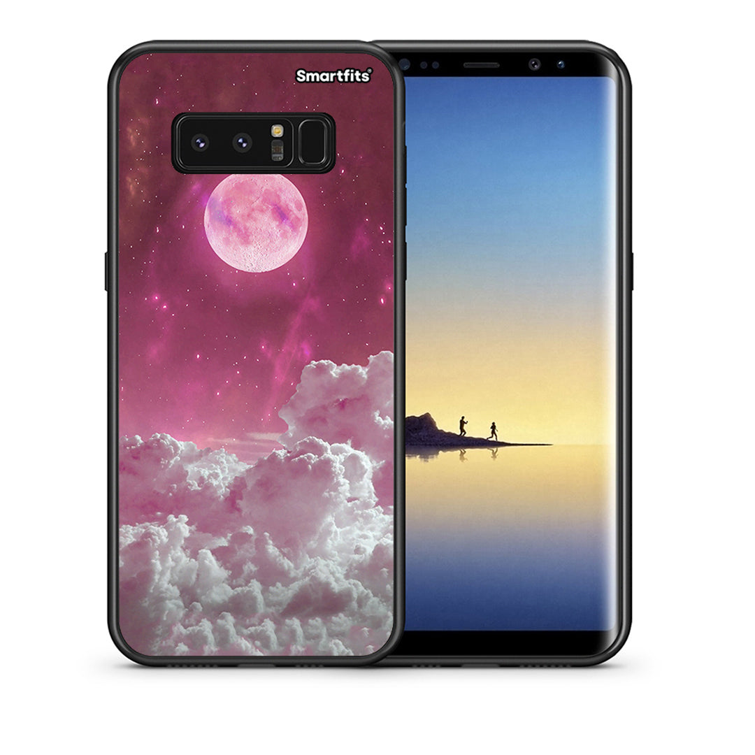 Θήκη Samsung Note 8 Pink Moon από τη Smartfits με σχέδιο στο πίσω μέρος και μαύρο περίβλημα | Samsung Note 8 Pink Moon case with colorful back and black bezels