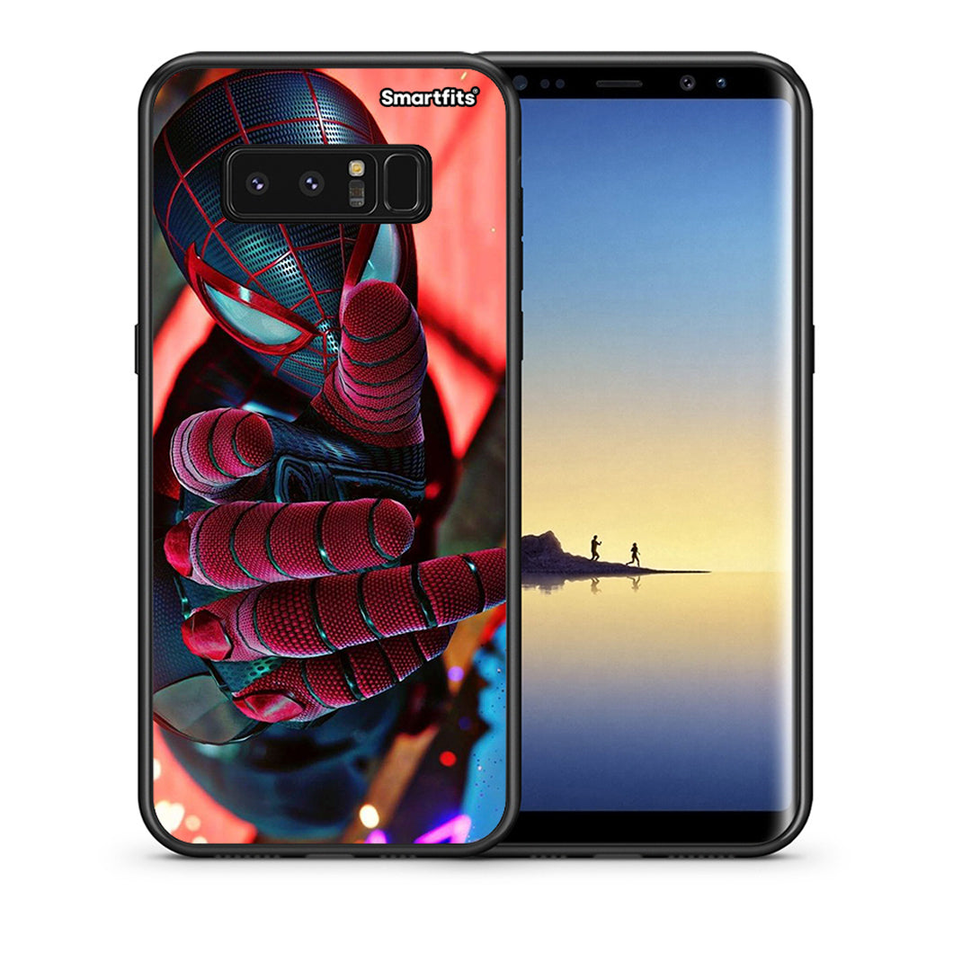 Θήκη Samsung Note 8 Spider Hand από τη Smartfits με σχέδιο στο πίσω μέρος και μαύρο περίβλημα | Samsung Note 8 Spider Hand case with colorful back and black bezels