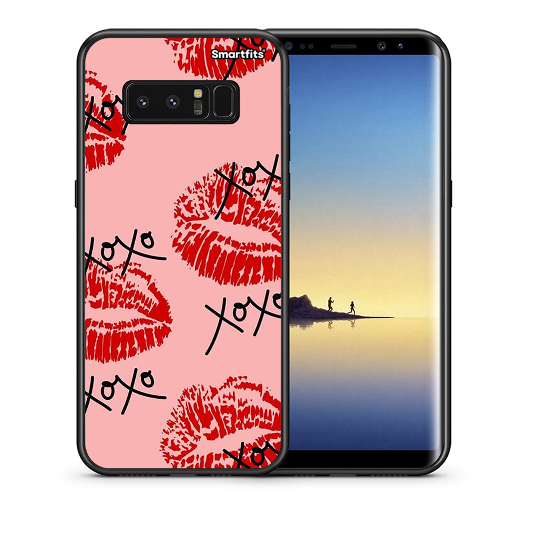 Θήκη Samsung Note 8 XOXO Lips από τη Smartfits με σχέδιο στο πίσω μέρος και μαύρο περίβλημα | Samsung Note 8 XOXO Lips case with colorful back and black bezels