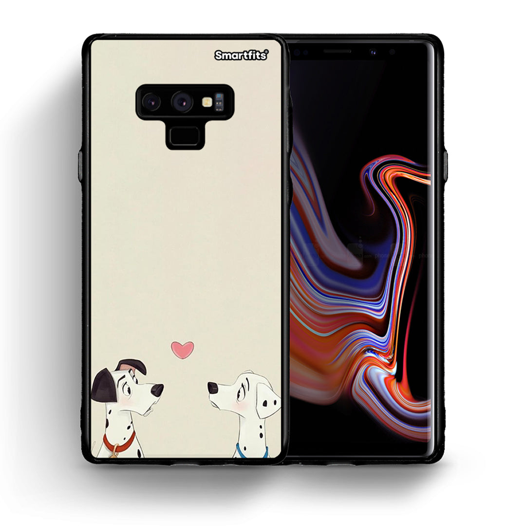 Θήκη Samsung Note 9 Dalmatians Love από τη Smartfits με σχέδιο στο πίσω μέρος και μαύρο περίβλημα | Samsung Note 9 Dalmatians Love case with colorful back and black bezels