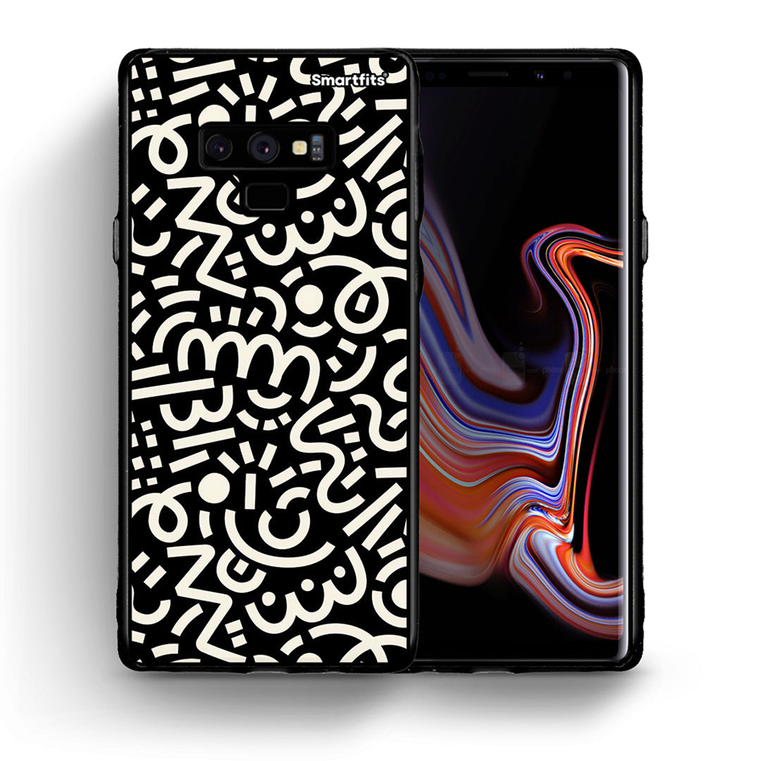 Θήκη Samsung Note 9 Doodle Art από τη Smartfits με σχέδιο στο πίσω μέρος και μαύρο περίβλημα | Samsung Note 9 Doodle Art case with colorful back and black bezels