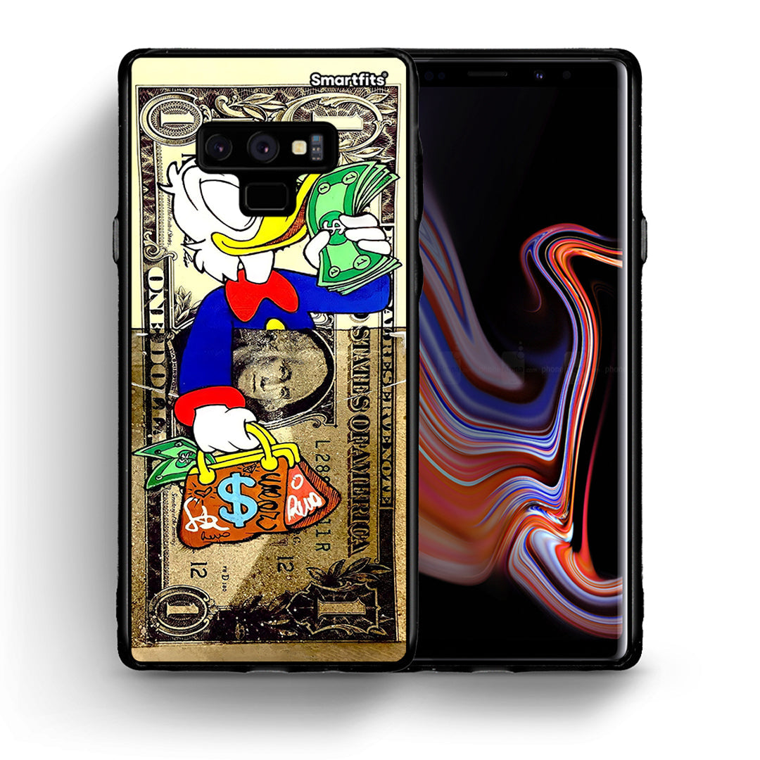 Θήκη Samsung Note 9 Duck Money από τη Smartfits με σχέδιο στο πίσω μέρος και μαύρο περίβλημα | Samsung Note 9 Duck Money case with colorful back and black bezels