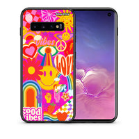 Thumbnail for Θήκη Samsung S10 Hippie Love από τη Smartfits με σχέδιο στο πίσω μέρος και μαύρο περίβλημα | Samsung S10 Hippie Love case with colorful back and black bezels