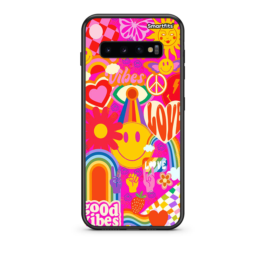 samsung s10 Hippie Love θήκη από τη Smartfits με σχέδιο στο πίσω μέρος και μαύρο περίβλημα | Smartphone case with colorful back and black bezels by Smartfits