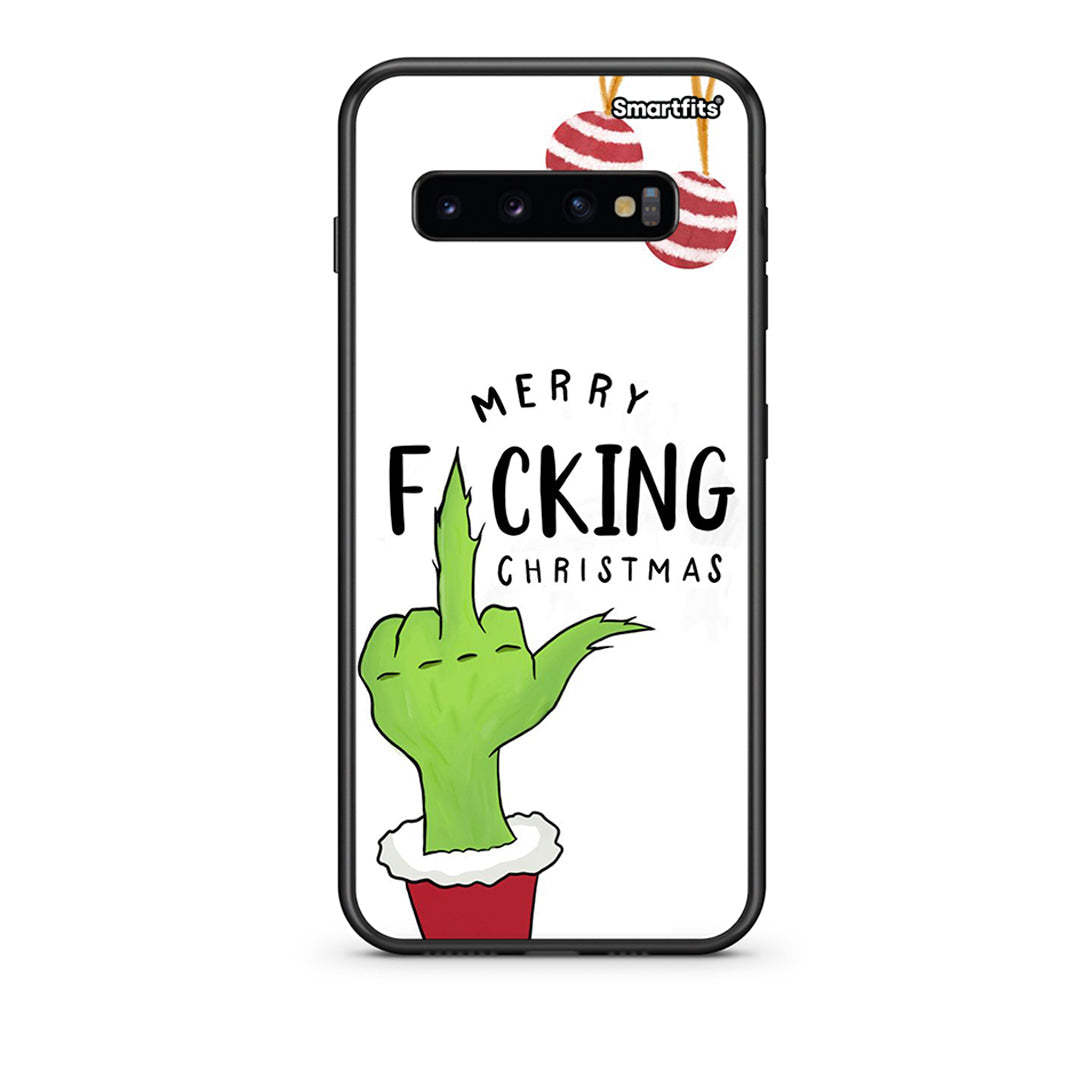 samsung s10 plus Merry F Xmas θήκη από τη Smartfits με σχέδιο στο πίσω μέρος και μαύρο περίβλημα | Smartphone case with colorful back and black bezels by Smartfits