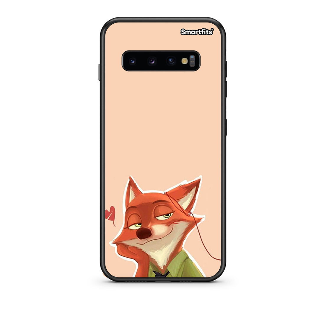 samsung s10 plus Nick Wilde And Judy Hopps Love 1 θήκη από τη Smartfits με σχέδιο στο πίσω μέρος και μαύρο περίβλημα | Smartphone case with colorful back and black bezels by Smartfits