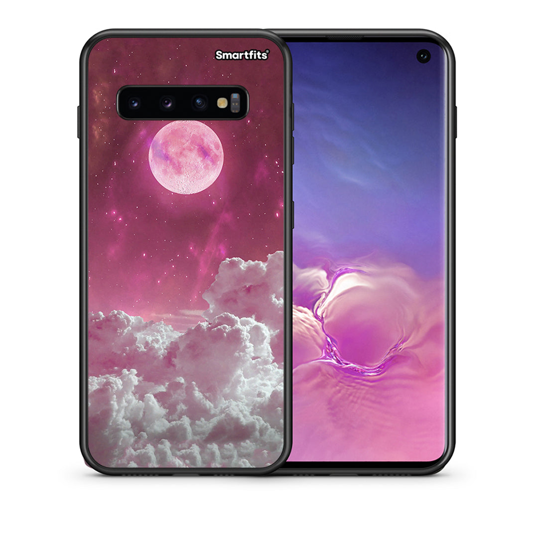 Θήκη Samsung S10+ Pink Moon από τη Smartfits με σχέδιο στο πίσω μέρος και μαύρο περίβλημα | Samsung S10+ Pink Moon case with colorful back and black bezels