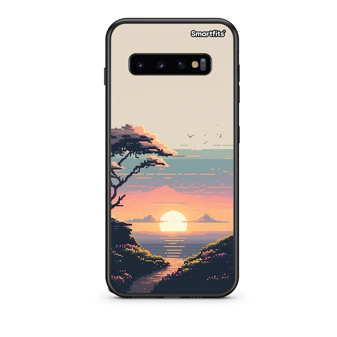 samsung s10 Pixel Sunset Θήκη από τη Smartfits με σχέδιο στο πίσω μέρος και μαύρο περίβλημα | Smartphone case with colorful back and black bezels by Smartfits