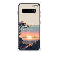 Thumbnail for samsung s10 Pixel Sunset Θήκη από τη Smartfits με σχέδιο στο πίσω μέρος και μαύρο περίβλημα | Smartphone case with colorful back and black bezels by Smartfits