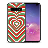 Thumbnail for Θήκη Samsung S10+ Christmas Hearts από τη Smartfits με σχέδιο στο πίσω μέρος και μαύρο περίβλημα | Samsung S10+ Christmas Hearts case with colorful back and black bezels