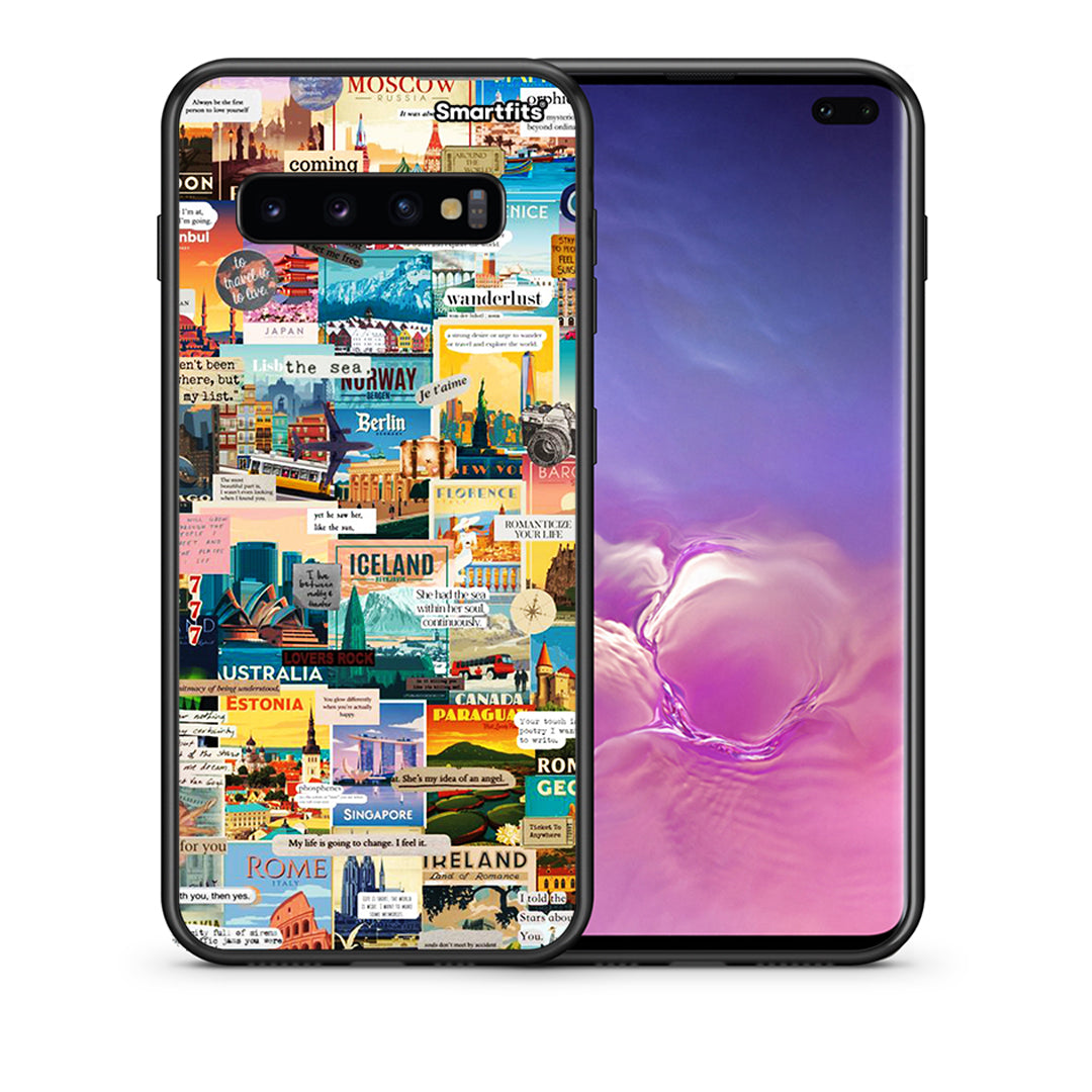 Θήκη Samsung S10+ Live To Travel από τη Smartfits με σχέδιο στο πίσω μέρος και μαύρο περίβλημα | Samsung S10+ Live To Travel case with colorful back and black bezels