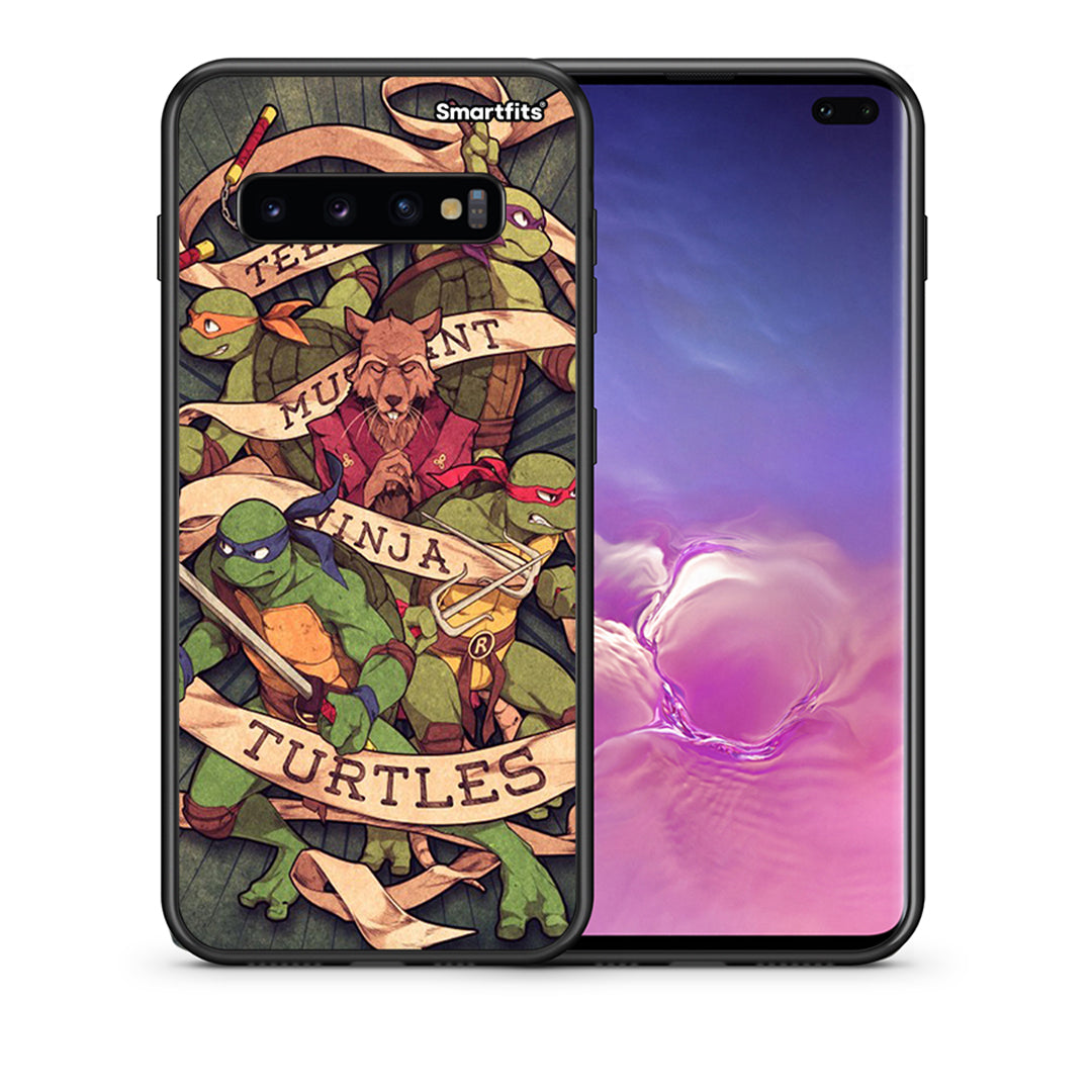 Θήκη Samsung S10+ Ninja Turtles από τη Smartfits με σχέδιο στο πίσω μέρος και μαύρο περίβλημα | Samsung S10+ Ninja Turtles case with colorful back and black bezels