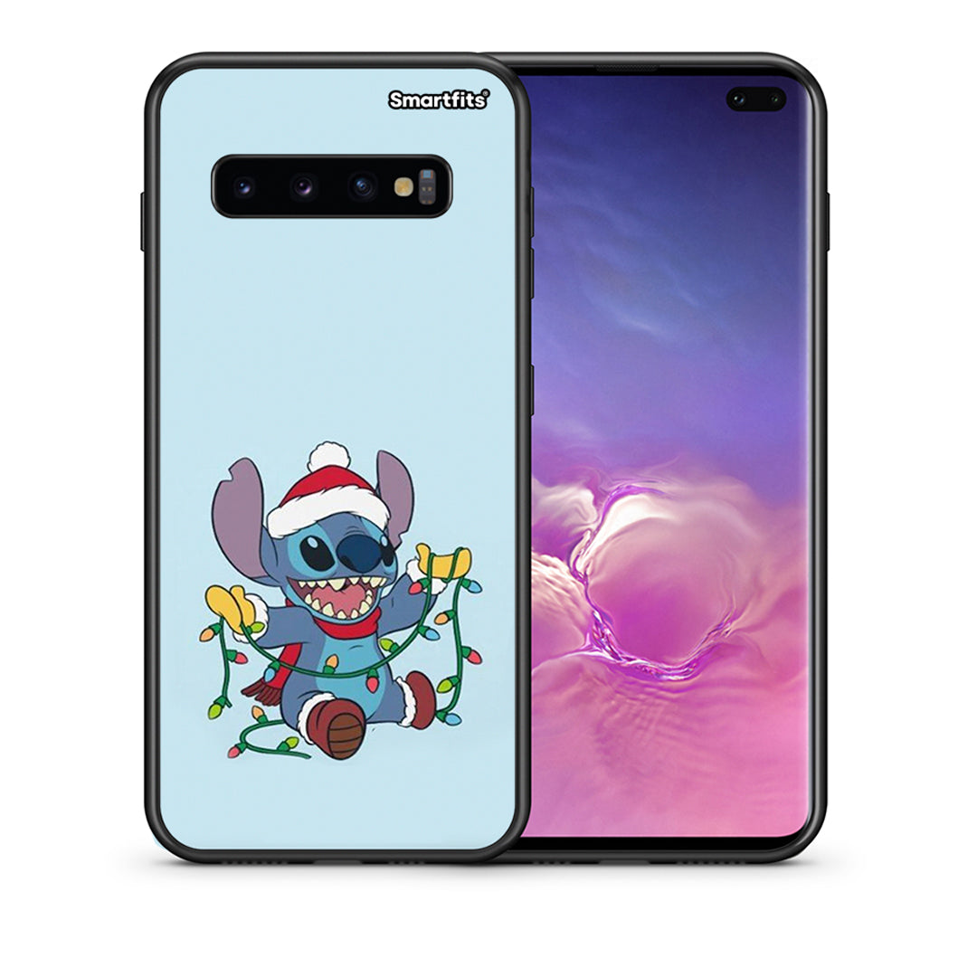 Θήκη Samsung S10+ Santa Stich από τη Smartfits με σχέδιο στο πίσω μέρος και μαύρο περίβλημα | Samsung S10+ Santa Stich case with colorful back and black bezels