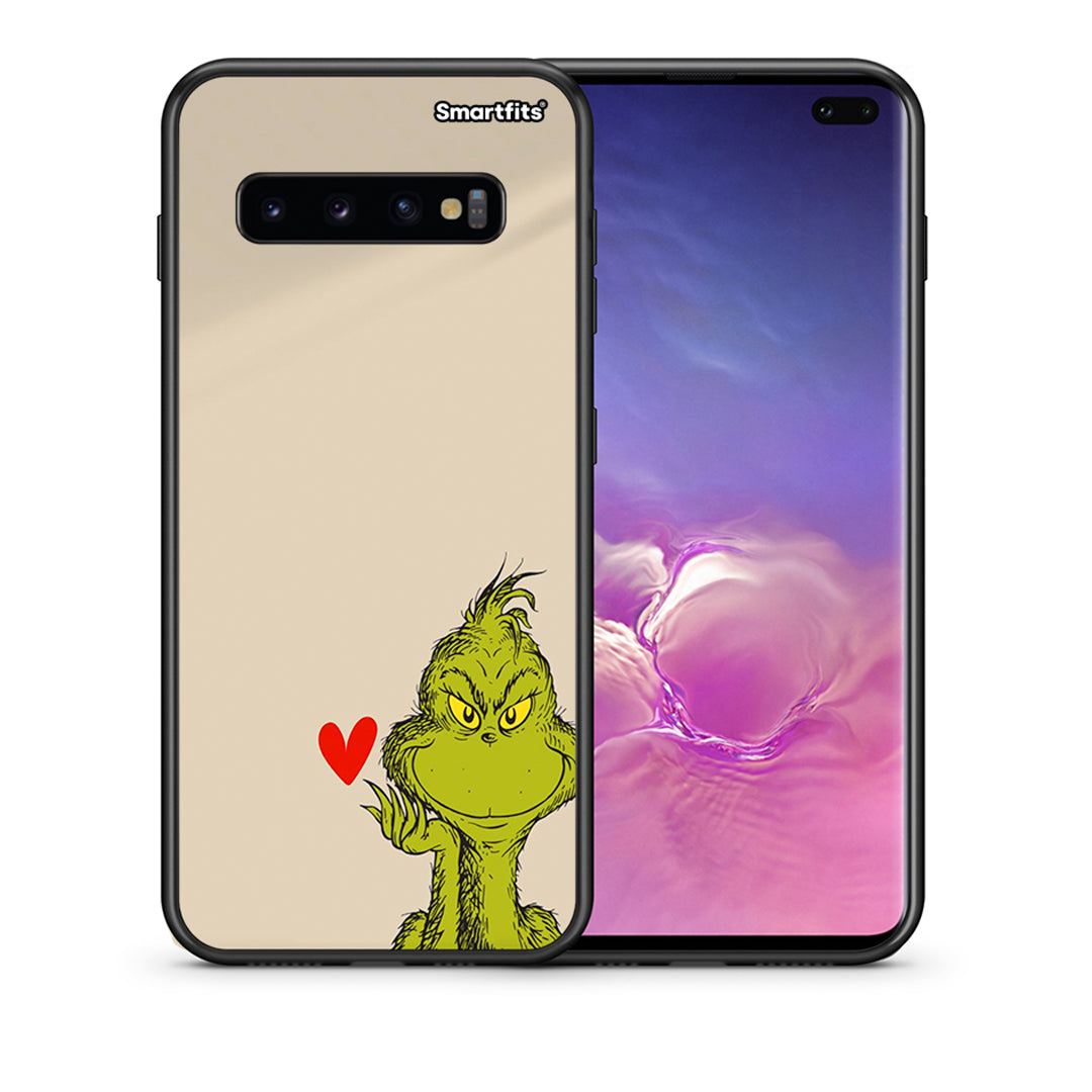 Θήκη Samsung S10+ Xmas Grinch από τη Smartfits με σχέδιο στο πίσω μέρος και μαύρο περίβλημα | Samsung S10+ Xmas Grinch case with colorful back and black bezels