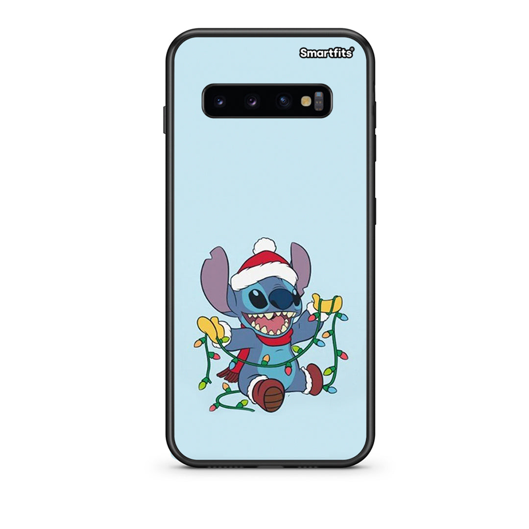 samsung s10 plus Santa Stich θήκη από τη Smartfits με σχέδιο στο πίσω μέρος και μαύρο περίβλημα | Smartphone case with colorful back and black bezels by Smartfits