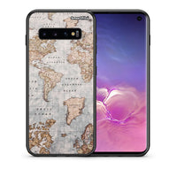 Thumbnail for Θήκη Samsung S10 World Map από τη Smartfits με σχέδιο στο πίσω μέρος και μαύρο περίβλημα | Samsung S10 World Map case with colorful back and black bezels