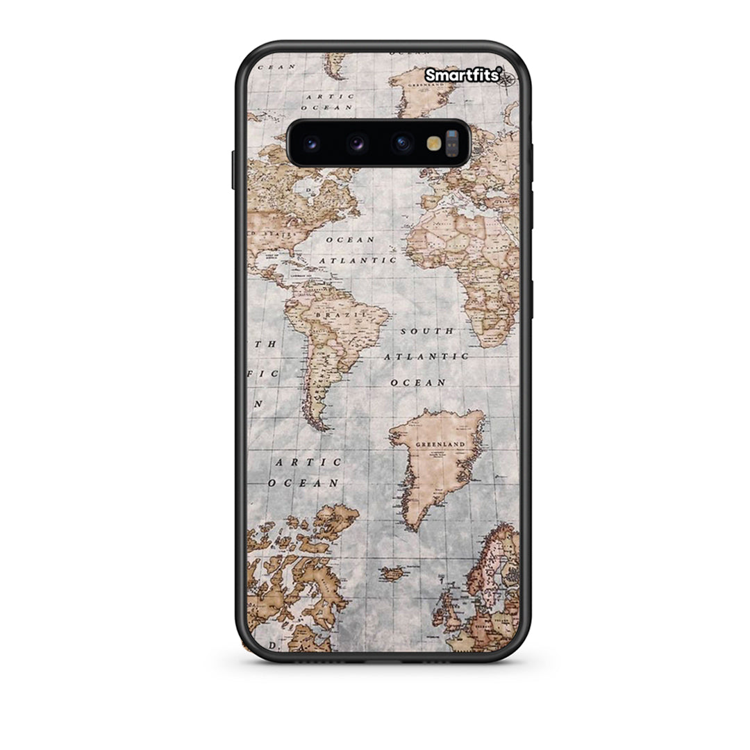 samsung s10 plus World Map Θήκη από τη Smartfits με σχέδιο στο πίσω μέρος και μαύρο περίβλημα | Smartphone case with colorful back and black bezels by Smartfits
