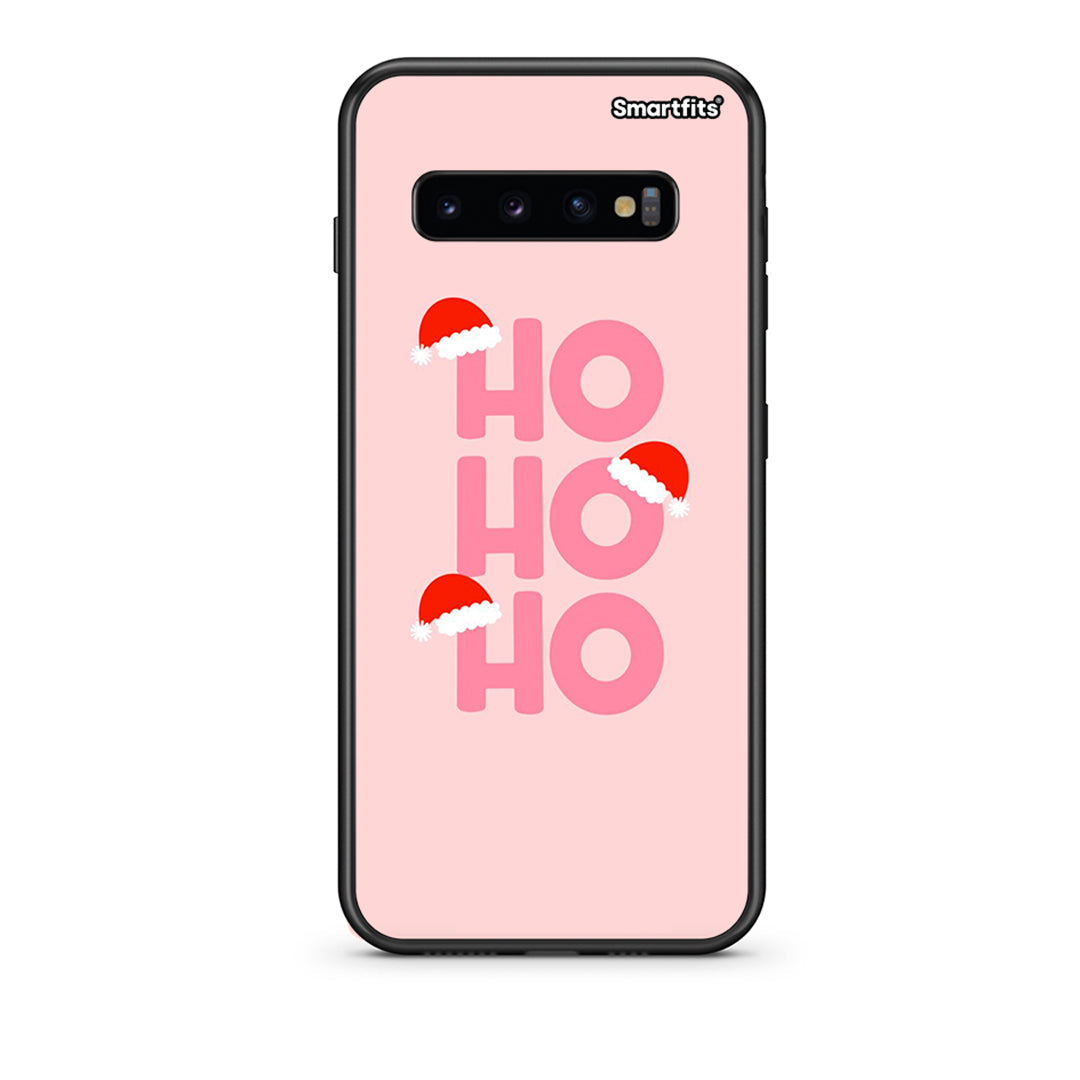 samsung s10 plus Xmas Ho Ho Ho θήκη από τη Smartfits με σχέδιο στο πίσω μέρος και μαύρο περίβλημα | Smartphone case with colorful back and black bezels by Smartfits