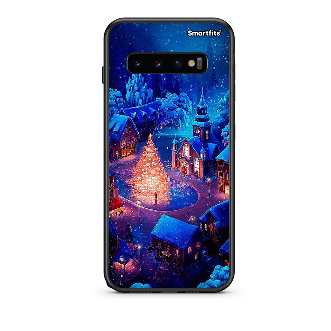 samsung s10 plus Xmas Village θήκη από τη Smartfits με σχέδιο στο πίσω μέρος και μαύρο περίβλημα | Smartphone case with colorful back and black bezels by Smartfits