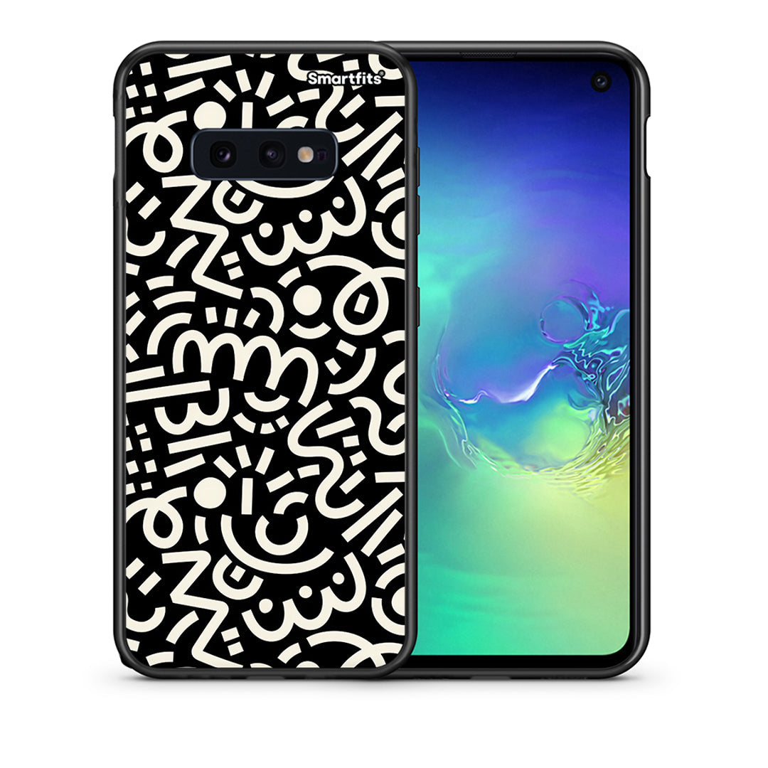 Θήκη Samsung S10e Doodle Art από τη Smartfits με σχέδιο στο πίσω μέρος και μαύρο περίβλημα | Samsung S10e Doodle Art case with colorful back and black bezels