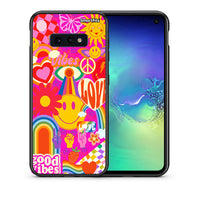 Thumbnail for Θήκη Samsung S10e Hippie Love από τη Smartfits με σχέδιο στο πίσω μέρος και μαύρο περίβλημα | Samsung S10e Hippie Love case with colorful back and black bezels