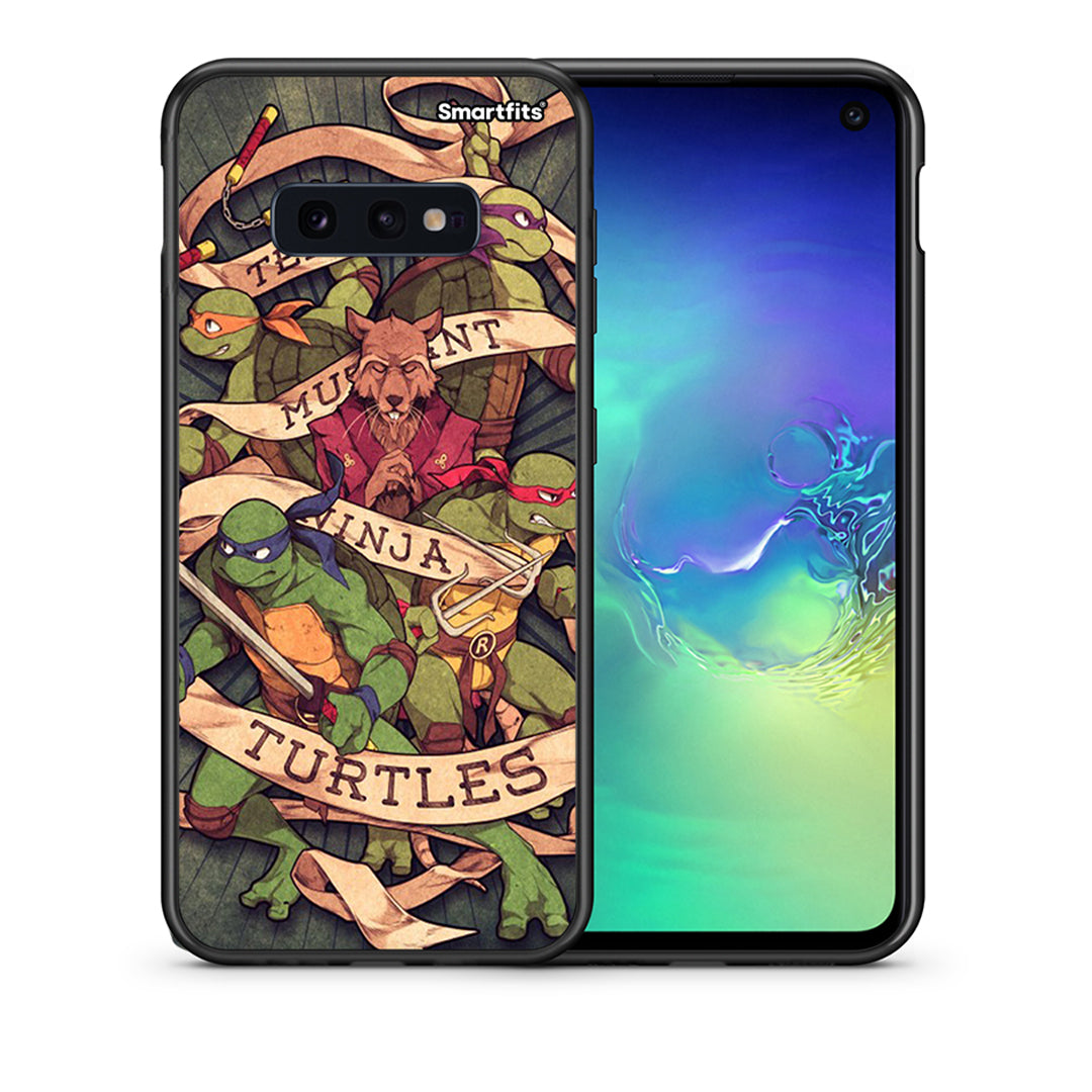 Θήκη Samsung S10e Ninja Turtles από τη Smartfits με σχέδιο στο πίσω μέρος και μαύρο περίβλημα | Samsung S10e Ninja Turtles case with colorful back and black bezels